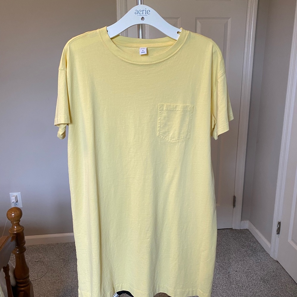Butter Yellow Pocket Tee Dress
